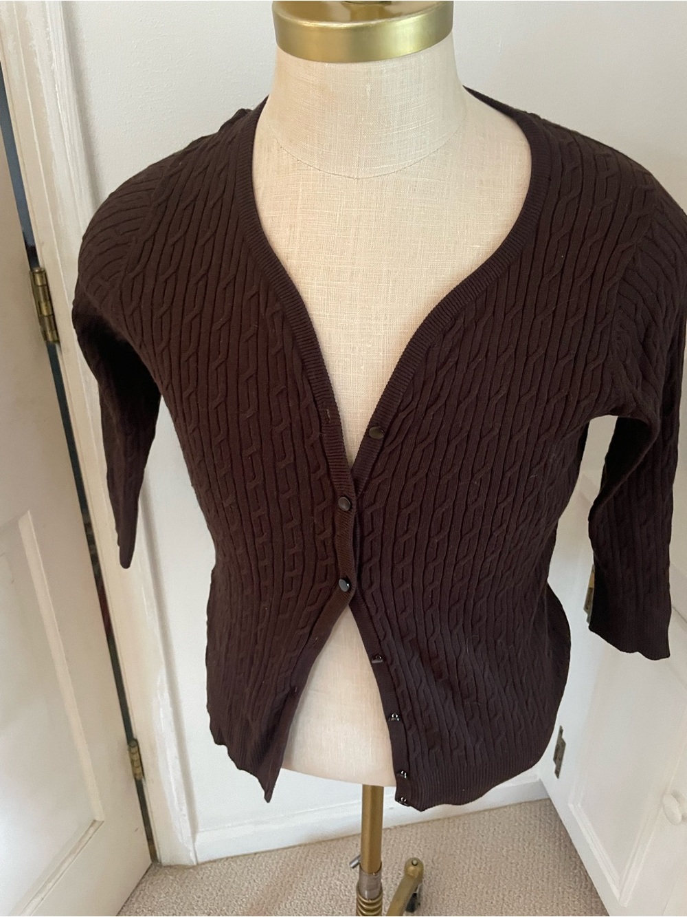 Talbots Dark Brown Cable Knit Cardigan